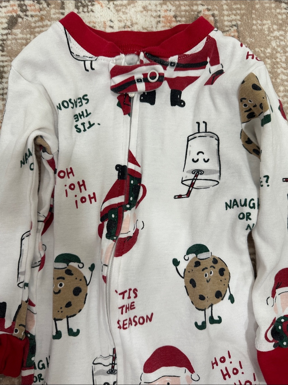 Carter's White Holiday Santa & Treats Footed One-Piece Pajamas - Picture 3 of 4